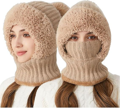 3-in-1 Knitted Hat, Scarf, and Face Mask