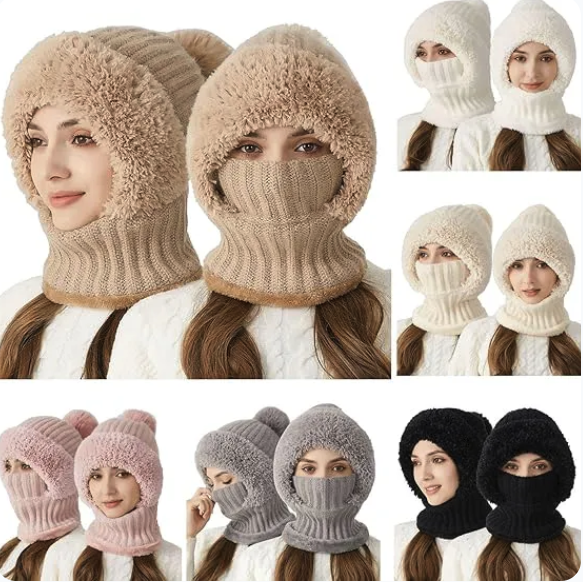3-in-1 Knitted Hat, Scarf, and Face Mask